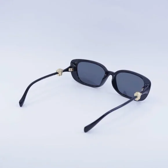 Versace VE4504D GB1/87 Sunglasses Shiny Black Rectangle Frame, Grey Lenses - Picture 9 of 10